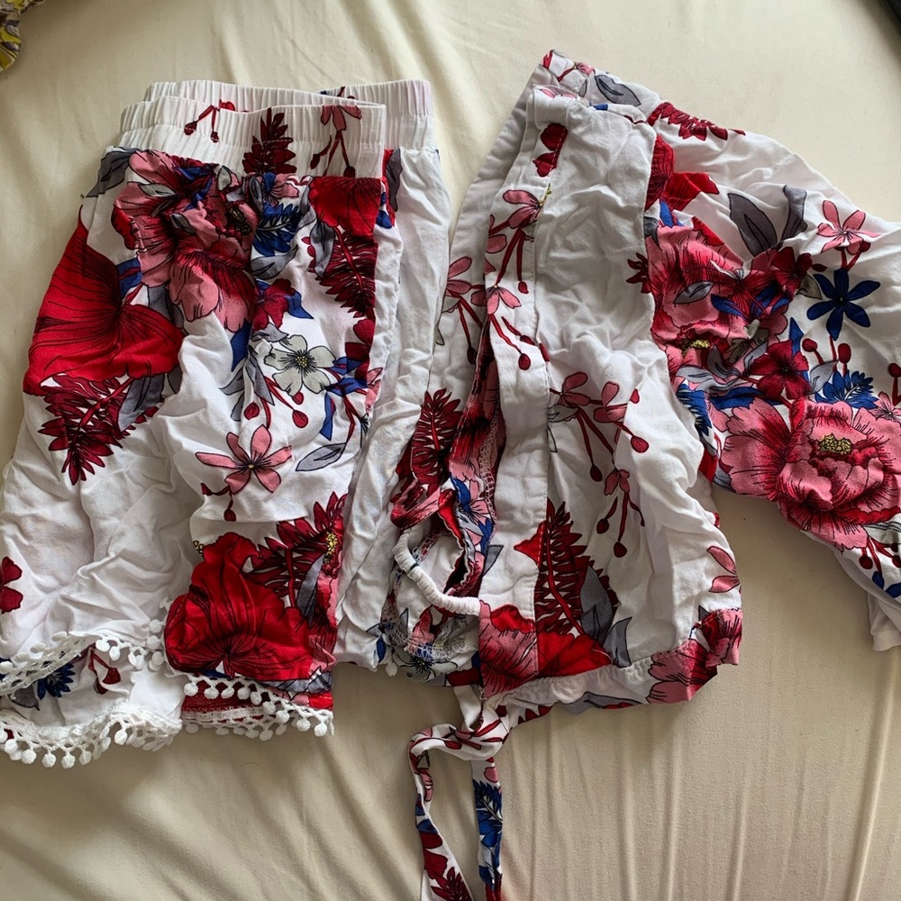 Matching Crop Top & Shorts Set | L